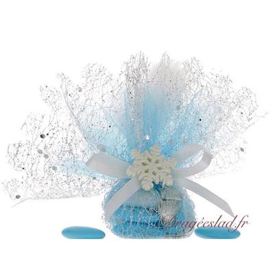 Tulle dragées mariage hiver blanc