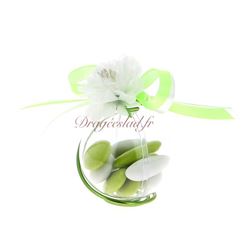 Boule dragées vert anis fleur blanche
