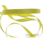 Ruban satin jaune pois blanc