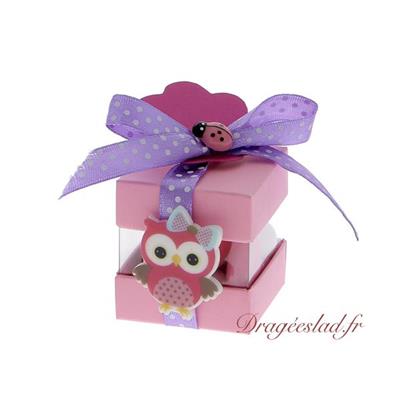 Cube duo rose Hibou fuchsia