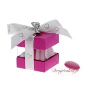 Boite  drages cube duo communion fuchsia