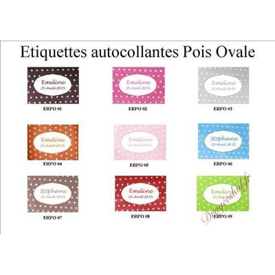 Etiquette ovale pois adhésive