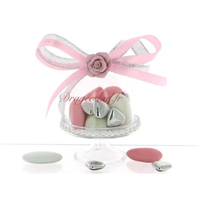 Mini cloche dragées Baptême Rose