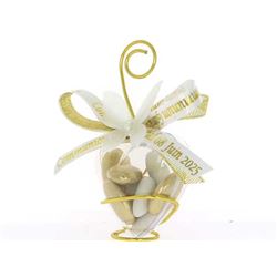 Coeur Dragées Papillon Or - Cadeau Invités Mariage Or et Blanc