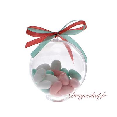 Boules dragées transparentes 8 cm - Plexi - lot de 5