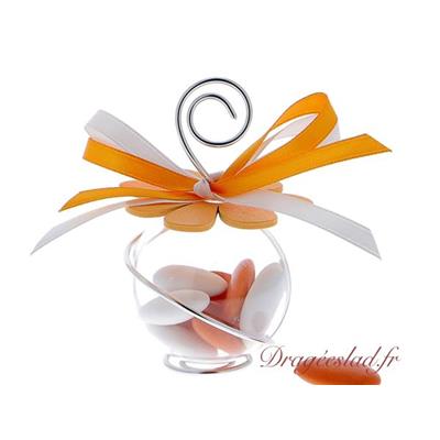 Boule dragées mariage fleur orange