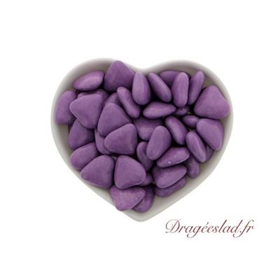Dragées mini coeur chocolat violet 70 % 1kg