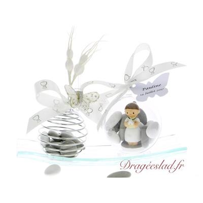 Plateau dragées communion gris fille