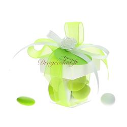 Boite dragées mariage vert rose nacré blanc