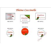 Etiquette baptme coccinelle autocollante