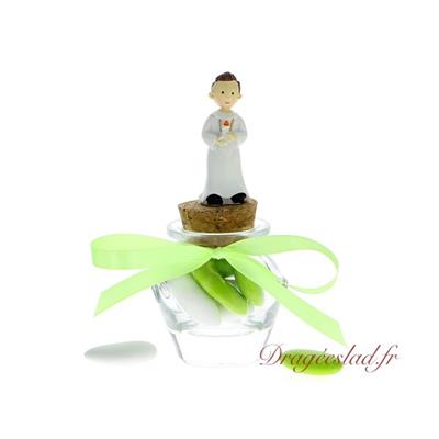 Pot jar dragées communion vert