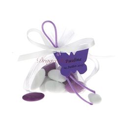 Sachet dragées papillon lilas