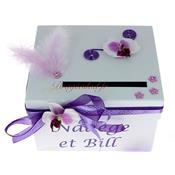 Urne mariage orchidée lilas