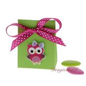 Boite drages pochon Hibou fuchsia