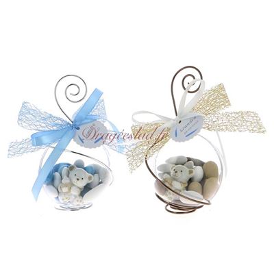   Boule dragées ours blanc 8 cm