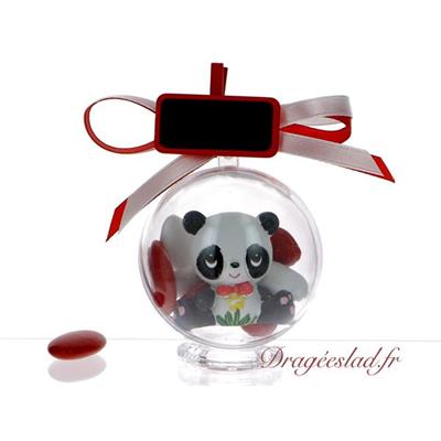 Boule dragées rouge panda