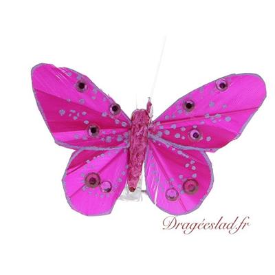 Papillon sur pince Fuchsia GM