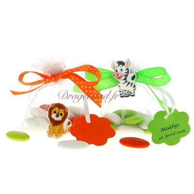 Sachet dragées Baptême Jungle