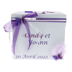 Urne mariage papillon lilas