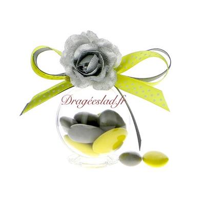 Boule dragées jaune rose argent