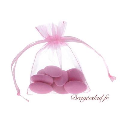 Sachet dragées organdi rose