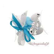 Ballotin buste communion turquoise violon