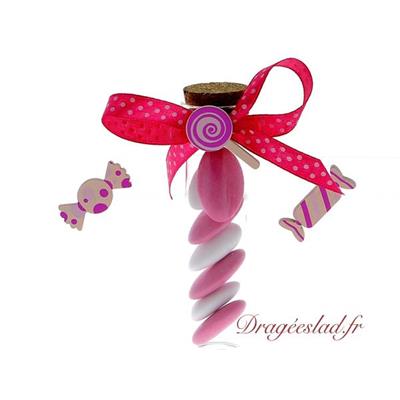 Eprouvette bonbon candy rose