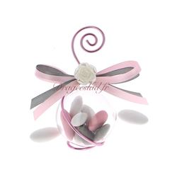 Boule drages rose blanc nacr